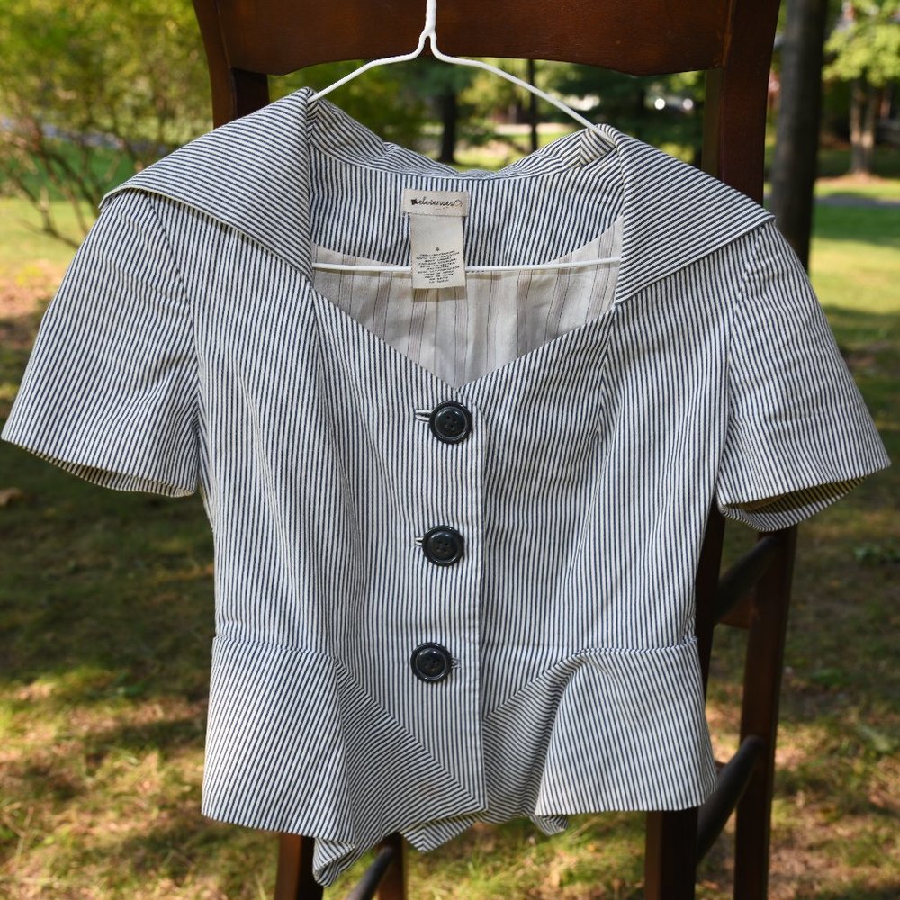 Anthropologie Elevenses Pinstripe Button-up Blazer